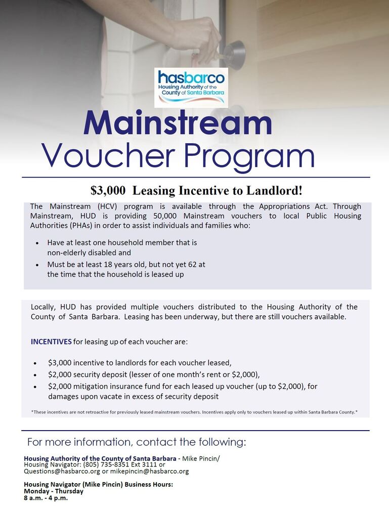 3,000 Landlord Leasing Incentive! Mainstream Voucher Program (03/14